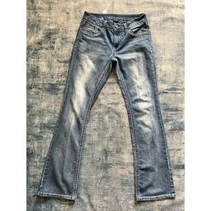 Wired Heart Light Wash Rhinestone Embroidered Boot Cut Jeans 29"